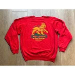 80s 90s Gouge Skateboarding‎ Crewneck Womens XL Red Hanes Lion Grunge Thrashwear